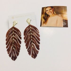 Lotus Gold Statement Earrings with Marbled Acrylic